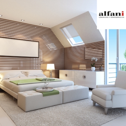 Rivestimento moderno in legno per camera da letto